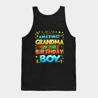 Grandma Of The Birthday Boy Matching Family Grandma Party Tank Top